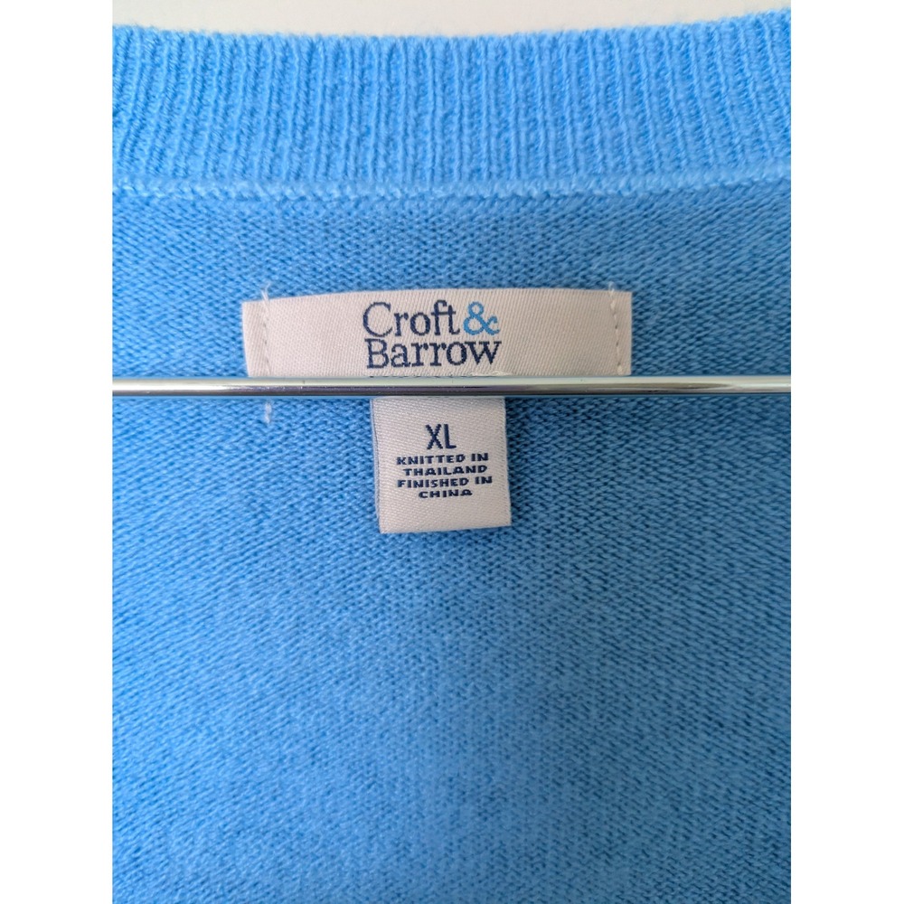 Croft & Barrow V-Neck Sweater Women's XL Blue Long Sleeve Knit Pullover - Picture 4 of 8